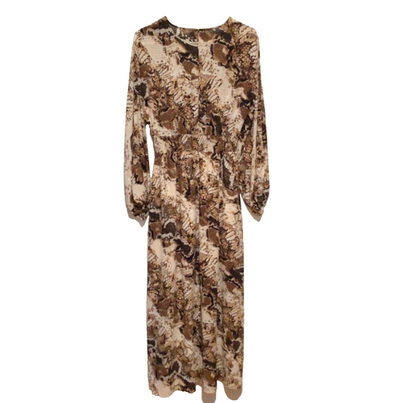 NWT INC Snake Print Long Sleeve Maxi Dress Elastic Waist Women’s Size Small - Picture 3 of 4